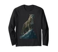 Snow Leopard On Ice Peak Wildlife Big Cat Mountain Nature Long Sleeve T-Shirt