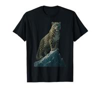Snow Leopard On Ice Peak Wildlife Big Cat Mountain Nature T-Shirt