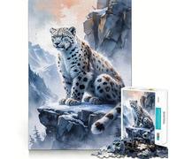 Snow Leopard on Mountain Peak 1000 Pieces Jigsaw Puzzles for Teenagers Memory Upgrade Casual Relax Sharp Cut Art Display (38x26cm)