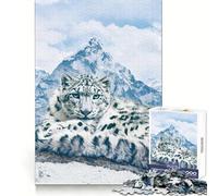 Snow Leopard over The Mountains Hard Jigsaw Puzzle for Adults 1000 Pieces Mind Puzzle Calm Relax Art Assembly (38x52cm)