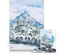 Snow Leopard over The Mountains Hard Jigsaw Puzzle for Adults 1000 Pieces Mind Puzzle Calm Relax Art Assembly (38x52cm)