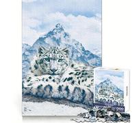 Snow Leopard over The Mountains Jigsaw Puzzle for Adults 1000 Pieces Mental Logic Toy Soothing Fun Firm Cut Warm Surprise (38x26cm)