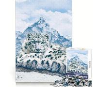 Snow Leopard over The Mountains Jigsaw Puzzles for Adults 1000 Piece Logic Toy Stress Release Precision Cut Festival Gift (50x75cm)