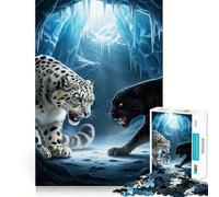 Snow Leopard Panther Confrontation 1000 Piece Jigsaws for Teenagers Puzzle Boost Memory Quiet Calm Premium Cut Heartfelt Gift (38x52cm)