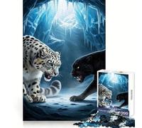 Snow Leopard Panther Confrontation 1000 Piece Jigsaws for Teenagers Puzzle Boost Memory Quiet Calm Premium Cut Heartfelt Gift (38x26cm)