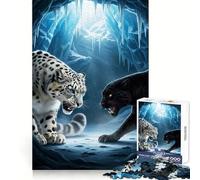 Snow Leopard Panther Confrontation 1000 Piece Jigsaws for Teenagers Puzzle Boost Memory Quiet Calm Premium Cut Heartfelt Gift (38x52cm)