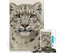 Snow Leopard Portrait in Misty Mountains Jigsaw Puzzles for Teenagers 1000 Piece Thought Toy Calm Escape Precise Edge Amazing Present (50x75cm)