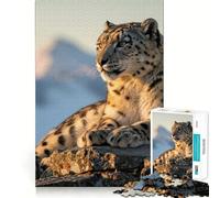 Snow Leopard Portrait in Mountain Landscape 1000 Pieces Jigsaw Puzzles for Adults Strengthen Memory Casual Fun Clean Edge Classic Gift (38x26cm)