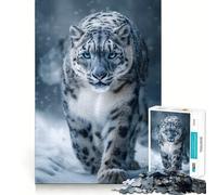 Snow Leopard Portrait in Winter Snow Jigsaw Puzzles for Adults 1000 Piece Smart Game Relaxing Fun Pattern Assembly Cherished Gift (50x75cm)