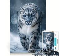 Snow Leopard Portrait in Winter Snow Jigsaw Puzzles for Adults1000 Piece Mind Skill Group Joy Quality Edge Art Collection Piece (38x52cm)