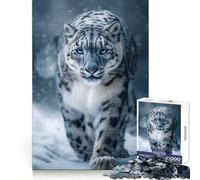 Snow Leopard Portrait in Winter Snow Jigsaw Puzzles for Adults1000 Piece Mind Skill Group Joy Quality Edge Art Collection Piece (38x52cm)