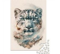 Snow Leopard Portrait with Mountain Scene Jigsaw Puzzle, 1000 Piece