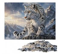 Snow Leopard Portrait Wooden Jigsaw Puzzle 500 Pieces, Hobby Gift | Border-first building: a simple way to organise the image on quiet evenings.