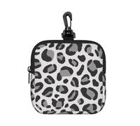 Snow Leopard Print, Coin Purse Square Zipper Storage Bag, Change Pouch with Lobster Buckle Clasp Buckle, Change Purse