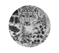 Snow Leopard Printed Coasters Set of 4, Tabletop Protection Leather Coasters for Cup Drinks Coffee Pads Beer Bar Mat Gifts, Round Shape