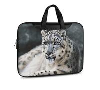 Snow Leopard Printed Leather Shoulder Messenger Bag Briefcase for Men Women Travel Business Office Hangbag Laptop Pack Crossbody