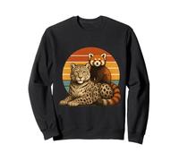 Snow Leopard Red Panda Retro Sunset Wildlife Pair Sweatshirt