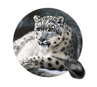 Snow Leopard Round Mouse Pad 7.8 Inch, Portable Gaming Mouse Mat with Non-Slip Rubber Base & Smooth Surface, Waterproof Mousepad for PC, Laptop, Computer, Office, Home