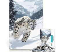 Snow Leopard Running 1000-piece Puzzle for Teenagers Mind Exercise Toy Mind Calm Design Assembly Cherished Gift (38x26cm)