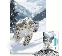 Snow Leopard Running Jigsaw Puzzles for Adults1000 Pieces Memory Gain Stress Relief Design Assembly Memorable Gift (38x52cm)