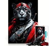 Snow Leopard Samurai Hard Jigsaw Puzzle for Adults 1000 Pieces Mind Puzzle Calm Relax Art Assembly (38x26cm)