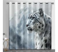 Snow Leopard Small Window Curtains, Snow Mountain Short Curtain for Windows Wild Animals Kitchen Window Curtains over Sink for Kitchen Laundry Room Loft, 28" x 54.3", 2 Panels