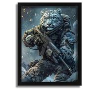 Snow Leopard Soldier Wall Art Print Animal Artwork Print Big Cat Snow Leopard Poster A4 - Wall Art Home Decor Movie Poster Canvas Film Cinema Retro Vintage Cult Classic Nostargic Saga Modern reprint