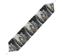 Snow Leopard Table Runner for Dining Table, Short Plush Runners Washable & Durable Tablerunner Modern Home Decor for Wedding, Kitchen, Holiday 229*33cm