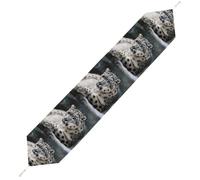 Snow Leopard Table Runner for Dining Table, Short Plush Runners Washable & Durable Tablerunner Modern Home Decor for Wedding, Kitchen, Holiday 178*33cm