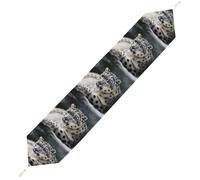 Snow Leopard Table Runner for Dining Table, Short Plush Runners Washable & Durable Tablerunner Modern Home Decor for Wedding, Kitchen, Holiday 200*33cm