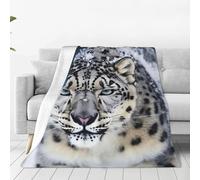 Snow Leopard Throw Blanket for Couch Lightweight Soft Flannel Blankets Luxury Warm Fleece Bed Blanket for All Seasons Plush Throw Gift for Women Men 60"x50"