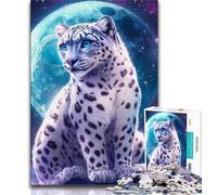 Snow Leopard Under The Moon 1000 Piece Jigsaw Puzzle for Adults Teens,Challenging To Complete But Fun And Humorous Unique Home Decor And Gifts 38x26cm