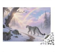 Snow Leopard Walk 1000 Piece Thick Cardboard Jigsaw Puzzle for Kids, Mind Relaxation Puzzle, Office Break Puzzle, Puzzle for Family Fun 52x38cm/1000pcs