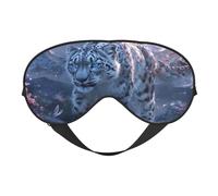 Snow Leopard with Blue Eyes Sleep Mask Eye Mask with Adjustable Strap, Eye Sleep Shade Cover Blocks Light for Women Men Airplane Travel Nap Meditation
