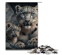 Snow Leopard with Cub Adult Jigsaw Puzzles Pieces Puzzles for Adults Brain-Challenging DIY Decorative Game Family Interactive Toy 1000 PCS(75x50cm)