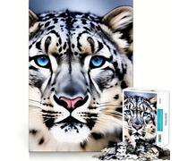 Snow Leopard with Piercing Blue Eyes Portrait Jigsaw Puzzles 1000 Pieces for Teenagers Raise Memory Easy Leisure Clean Edge Xmas Surprise (38x52cm)