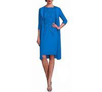 Snow Lotus Women's Two Pieces Mother of The Bride Dress Lace with Jacket Knee Length Blue