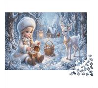 Snow Maiden Stag 1000 Piece Jigsaw Winter Forest As A Family Weekend Activities Stress Relief Unique Pattern Home Display 52x38cm/1000pcs