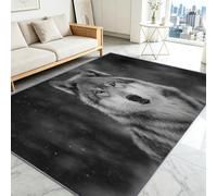 Snow Majestic Wolf Rug - Modern Low Pile Area Rugs Living room Bedroom Dining Room Kitchen Soft Low Pile Pet-Friendly Easy to Clean Cool Style 80 x 120 cm