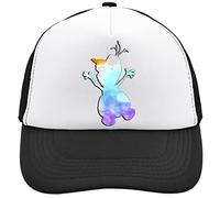 Snow Man Character Artwork Mesh Back Trucker Cap Adjustable Snapback Hat Casual Headwear for Everyday use. Black