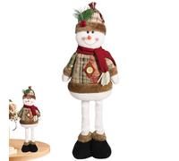 Snow Man Christmas Decor, Christmas Snowman with Extendable Legs Snowman Decor, Figurine, Standing Figure for Fireplace, Bedroom, Table, Window