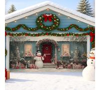 Snow Man Christmas Garage Door Cover, Winter Wonderland Holiday Decorations, 7ft X 8ft Festive Outdoor Decor for Xmas Parties 157x71 Inch