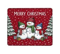 Snow Man Holiday Greeting Snowmen Christmas Small Mouse Pad | Winter Seasonal Decor, Pine Tree Patterns, Festive Gift Idea, Holiday Desk Accessory