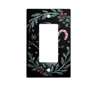Snow Man Light Switch Cover Plate/Outlet Covers, Winter Holiday Design with Candy Cane and Holly, Thermoplastic Wall Plates, Standard Size Single Rocker