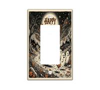 Snow man Light Switch Cover Plate/Outlet, Fanciful Festive Ghosts Pumpkins Halloween Black Switch Plate Decorative for Home Living Room Bedroom Bathroom Decor