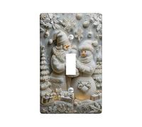 Snow Man Single Light Switch Cover Plate, Christmas Festive Santa Xmas Tree White Plastic Standard Size Toggle Light Switch Cover for New Apartment Home Bedroom Office Decor (Single)