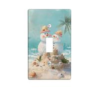 Snow Man Single Light Switch Cover Plate, Summer Beach Sandcastle Seashell Summer Blue Plastic Standard Size Toggle Light Switch Cover for Bedroom Bathroom Kitchen Bathroom Decor (Single)