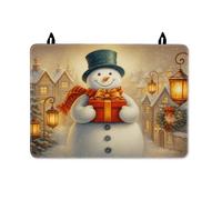 Snow Man Stove Top Cover for Electric Stove, Christmas Festive Lanterns Houses Christmas White Pu Surface Flat Top Electric Protector Mat Rv Kitchen Decor 28x20 Inch
