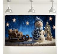 Snow Man Winter Backdrop, Cozy Holiday Scene Decorations, Christmas Photo Background for Parties, Festive Indoor/Outdoor Use 71x43 Inch