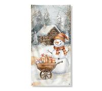 Snow Man Winter Door Cover Banner Decorative, Cozy Holiday Scene Front Door Decor, Indoor Outdoor Christmas Backdrop Festival Supplies 36x72 Inch